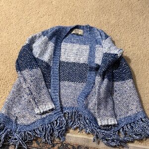 Lucky Brand Women's Blue and Gray Cardigan